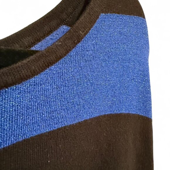 Lane Bryant Blue & Black Striped Long Sleeve Sweater Top - Picture 4 of 6